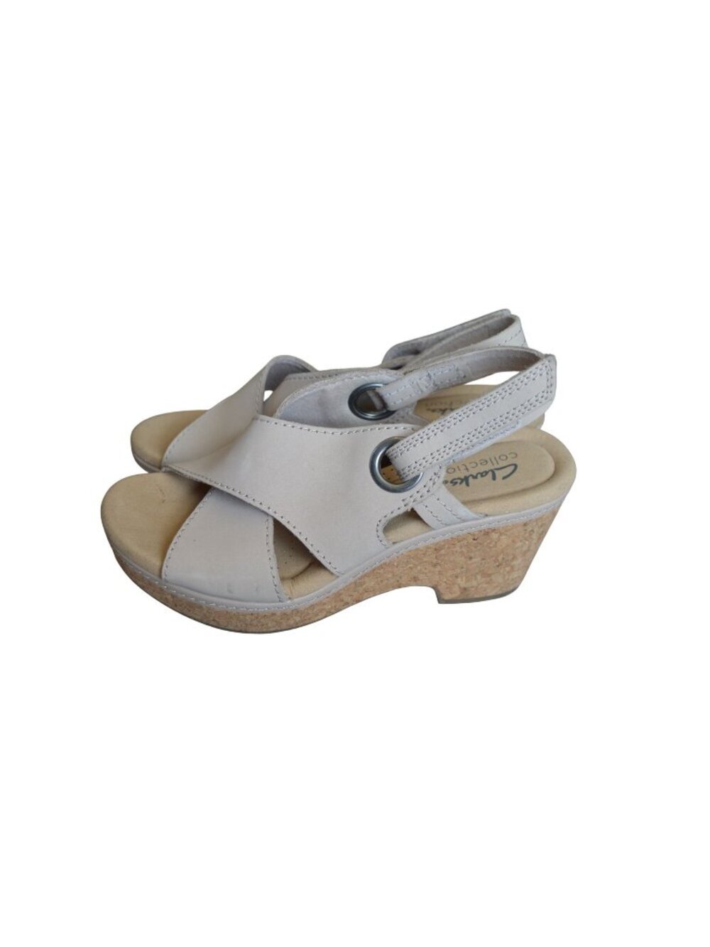 Clarks Giselle Loop Cork Sandals Beige Women's Size 6 Boho Casual Summer Neutra